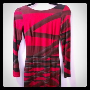 Red, backless Le Chateau dress